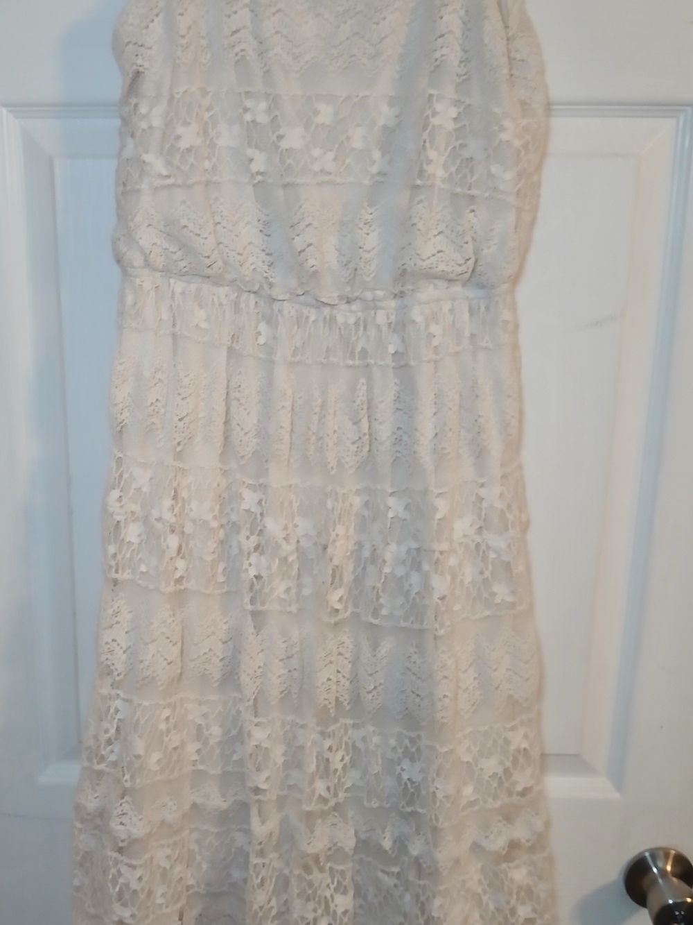 J. Jill Strapless Cream Lace Tiered Sundress